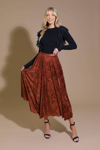 EASE MY MIND VELVET MIDI SKIRT - Glamourous Grace