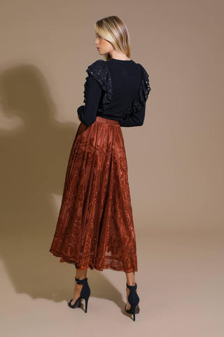 EASE MY MIND VELVET MIDI SKIRT - Glamourous Grace