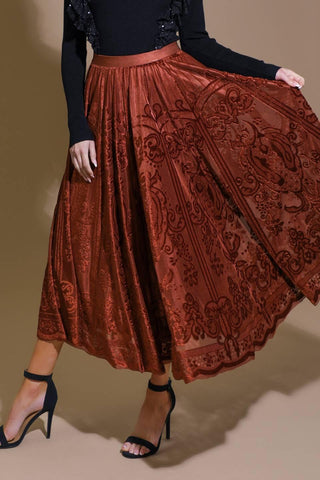 EASE MY MIND VELVET MIDI SKIRT - Glamourous Grace