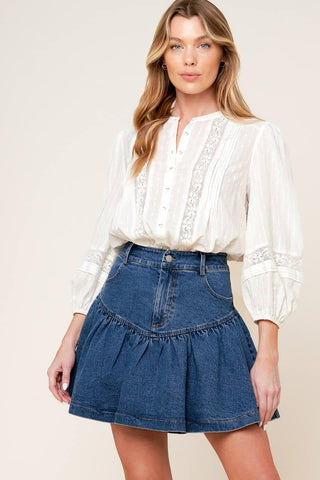 FENICIA INDIGO DENIM MINI SKORT - Glamourous Grace