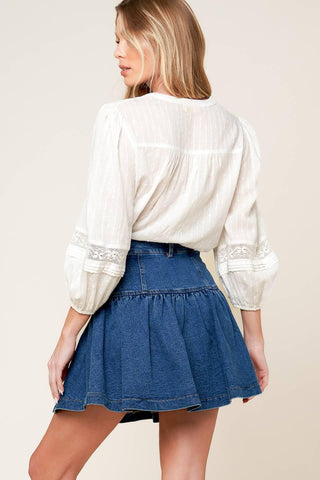 FENICIA INDIGO DENIM MINI SKORT - Glamourous Grace