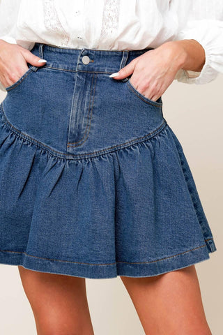 FENICIA INDIGO DENIM MINI SKORT - Glamourous Grace