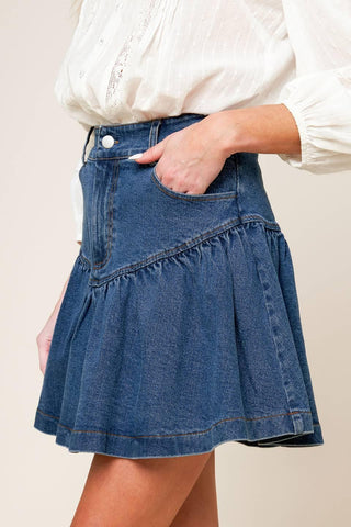 FENICIA INDIGO DENIM MINI SKORT - Glamourous Grace