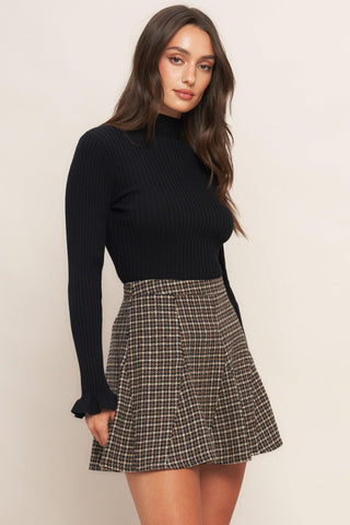 HOUND FLARE TWEED WOVEN SKIRT - Glamourous Grace