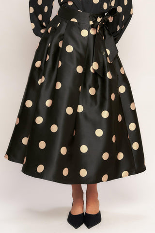 MOONLIGHT DOTS WOVEN FULL MIDI SKIRT