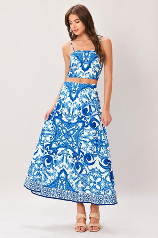 COASTAL MOSAIC WOVEN MIDI CIRCLE SKIRT - Glamourous Grace