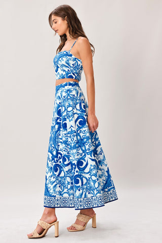 COASTAL MOSAIC WOVEN MIDI CIRCLE SKIRT - Glamourous Grace