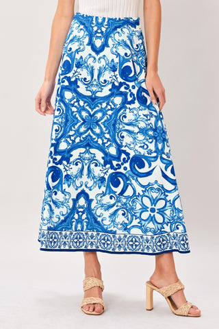 COASTAL MOSAIC WOVEN MIDI CIRCLE SKIRT - Glamourous Grace