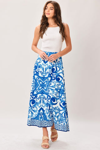 COASTAL MOSAIC WOVEN MIDI CIRCLE SKIRT - Glamourous Grace
