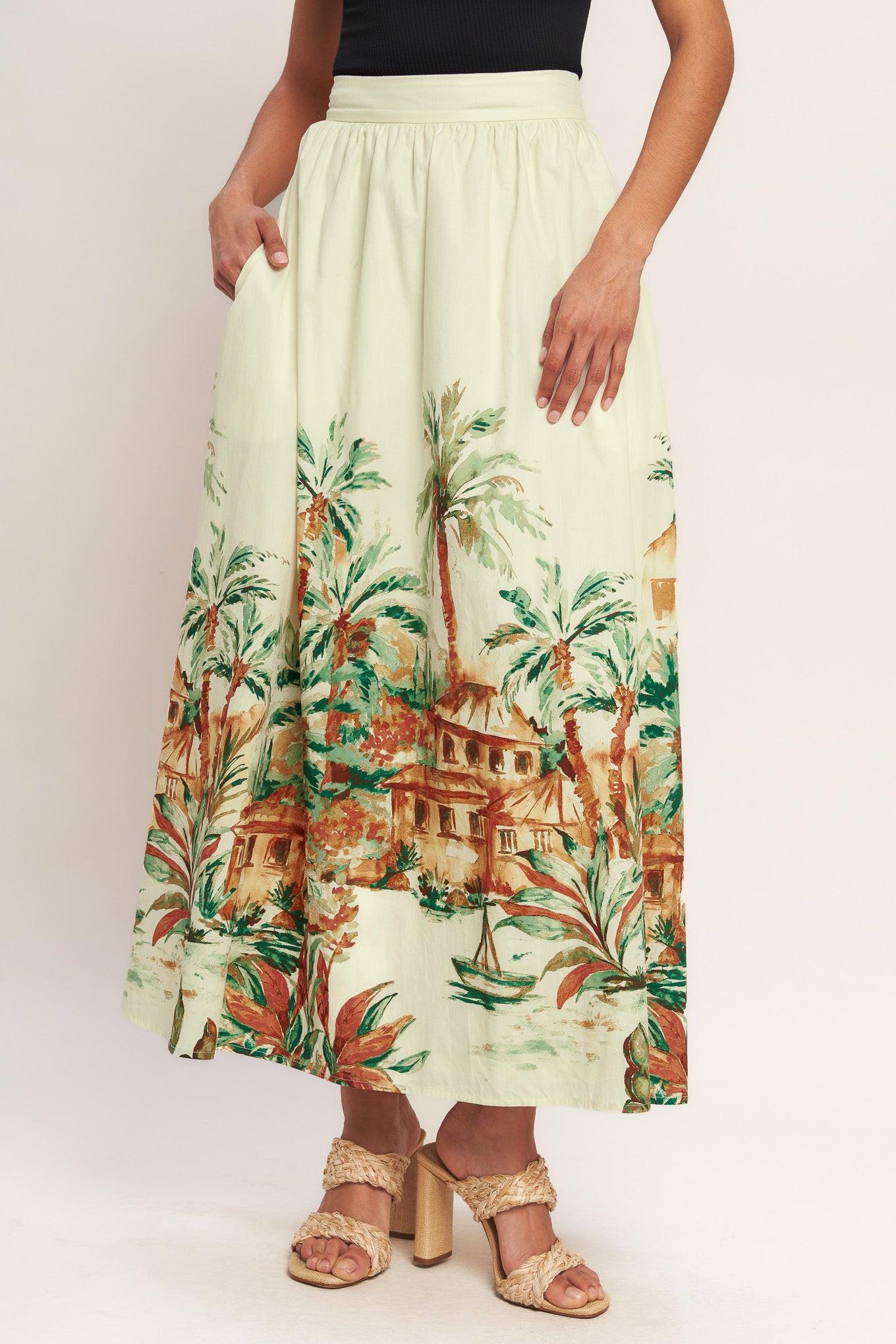 ISLAND TIME ONLY WOVEN MIDI FULL SKIRT - Glamourous Grace