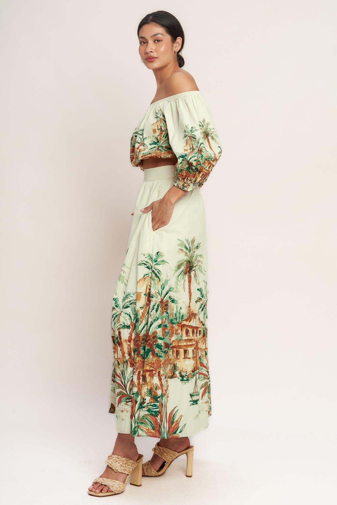 ISLAND TIME ONLY WOVEN MIDI FULL SKIRT - Glamourous Grace