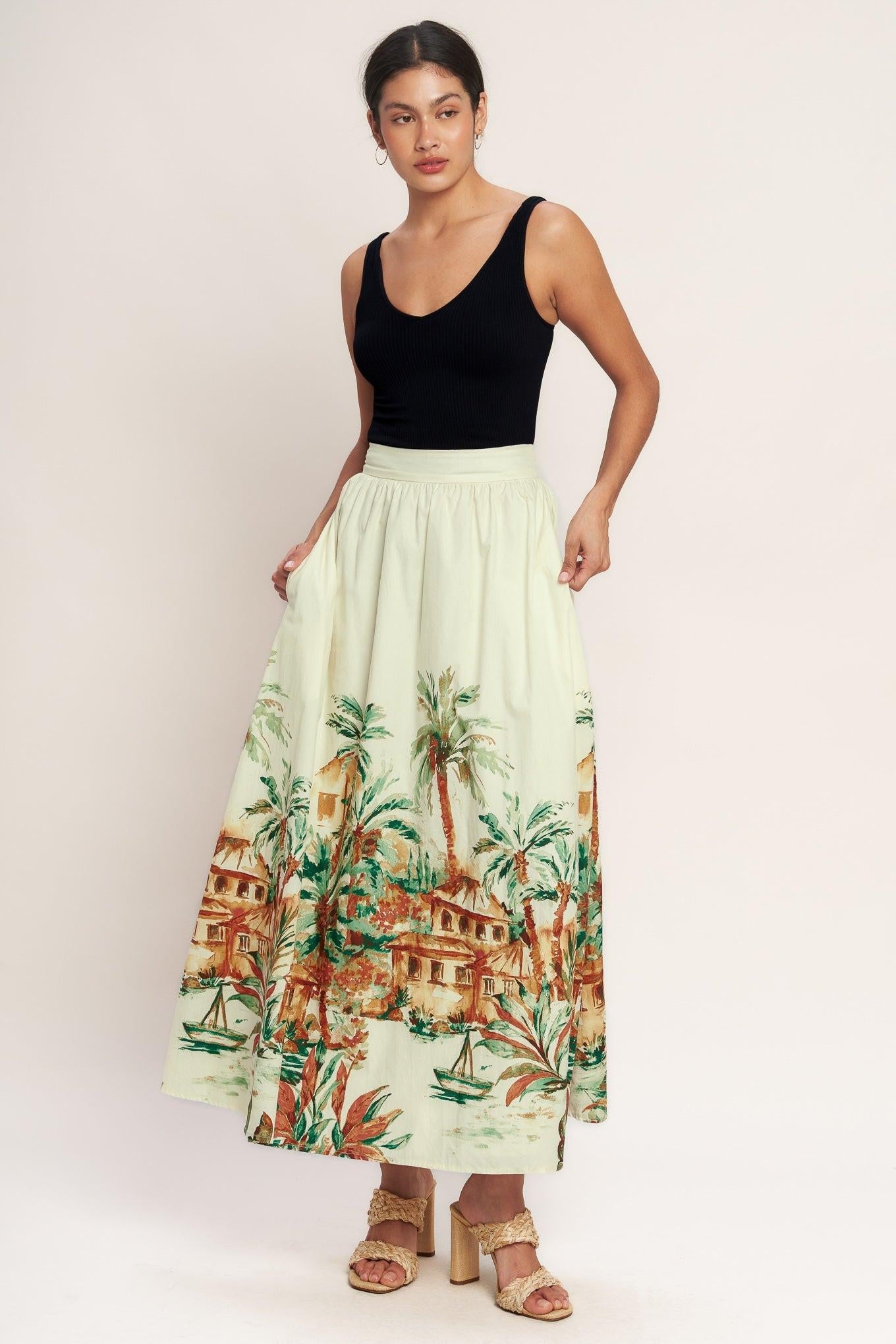 ISLAND TIME ONLY WOVEN MIDI FULL SKIRT - Glamourous Grace