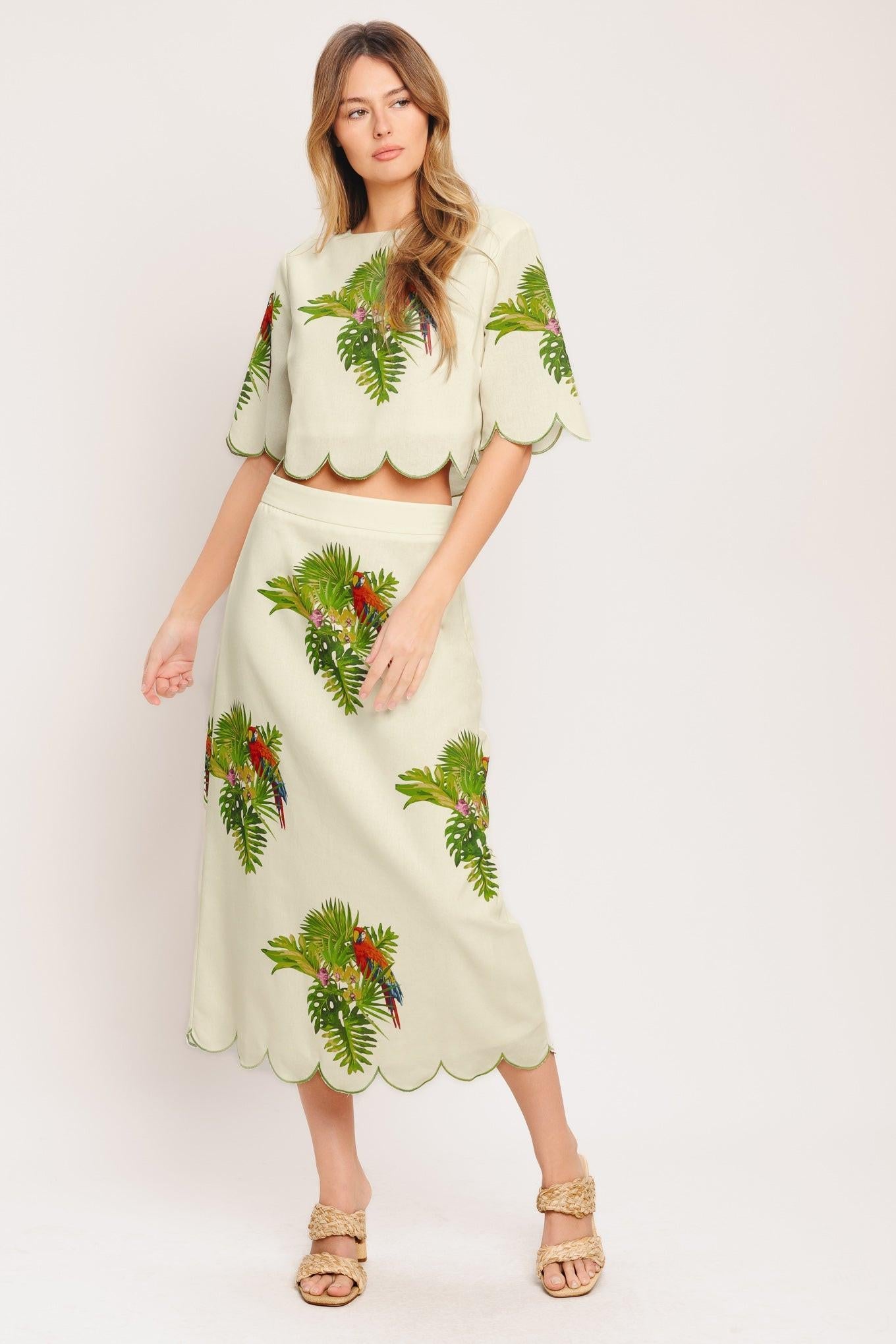 ISLAND ELEGANCE WOVEN MIDI SKIRT - Glamourous Grace