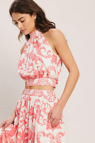 AMALFI SUNSET WOVEN MIDI FULL SKIRT