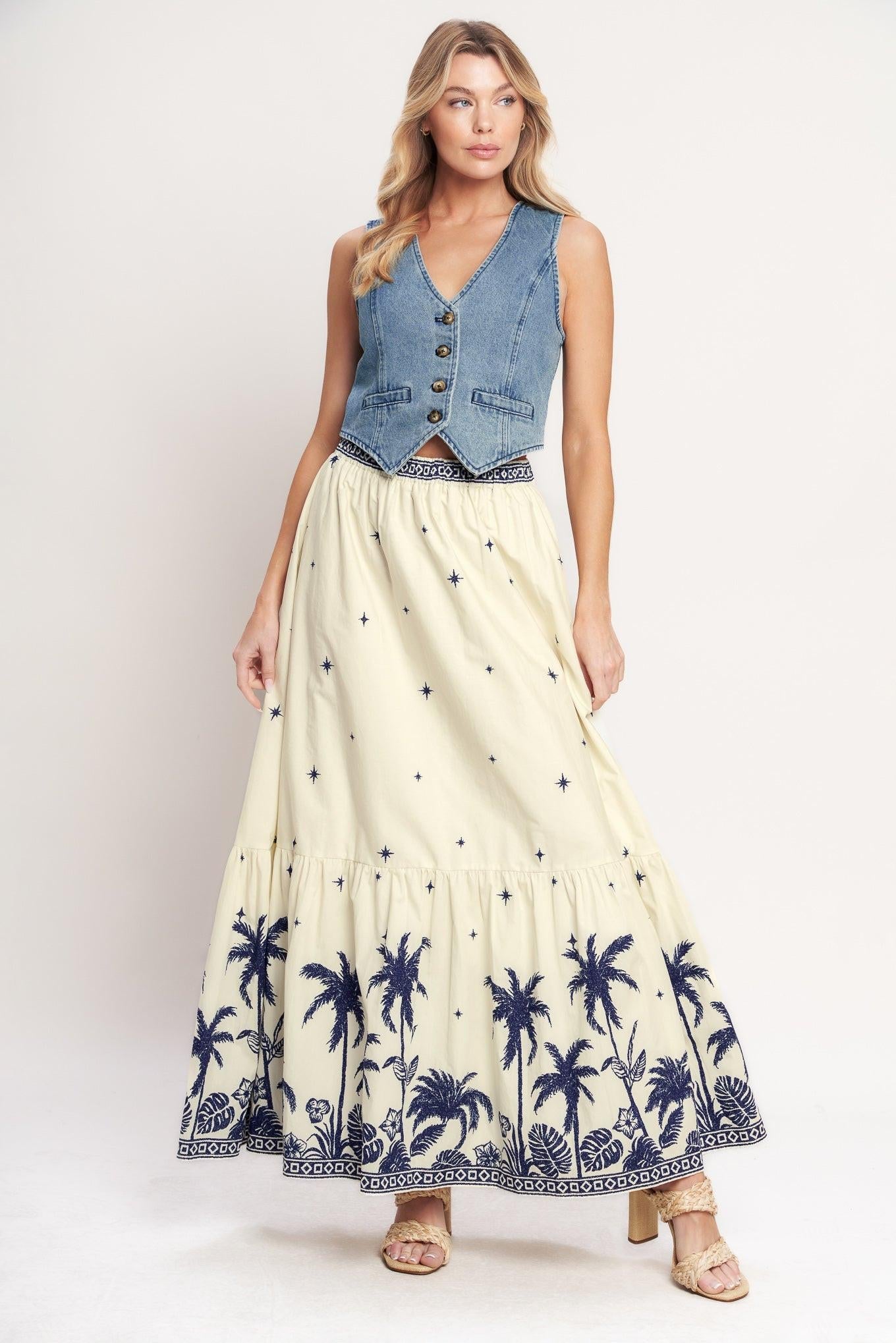 BOHO CONSTELLATION WOVEN MAXI SKIRT - Glamourous Grace