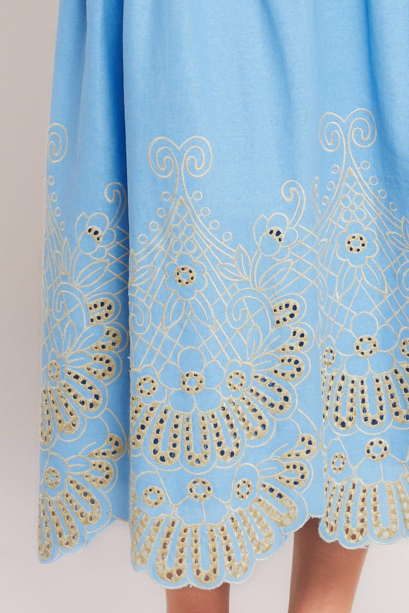 SKY BLOOM WOVEN EYELET MIDI SKIRT - Glamourous Grace