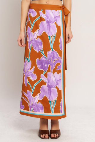 SUMMER IRIS WOVEN MIDI WRAP SKIRT - Glamourous Grace