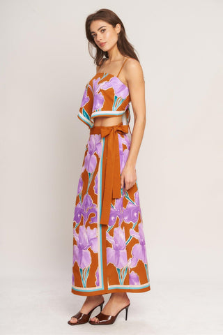SUMMER IRIS WOVEN MIDI WRAP SKIRT - Glamourous Grace