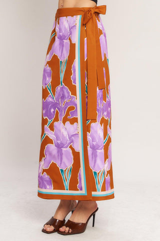 SUMMER IRIS WOVEN MIDI WRAP SKIRT - Glamourous Grace