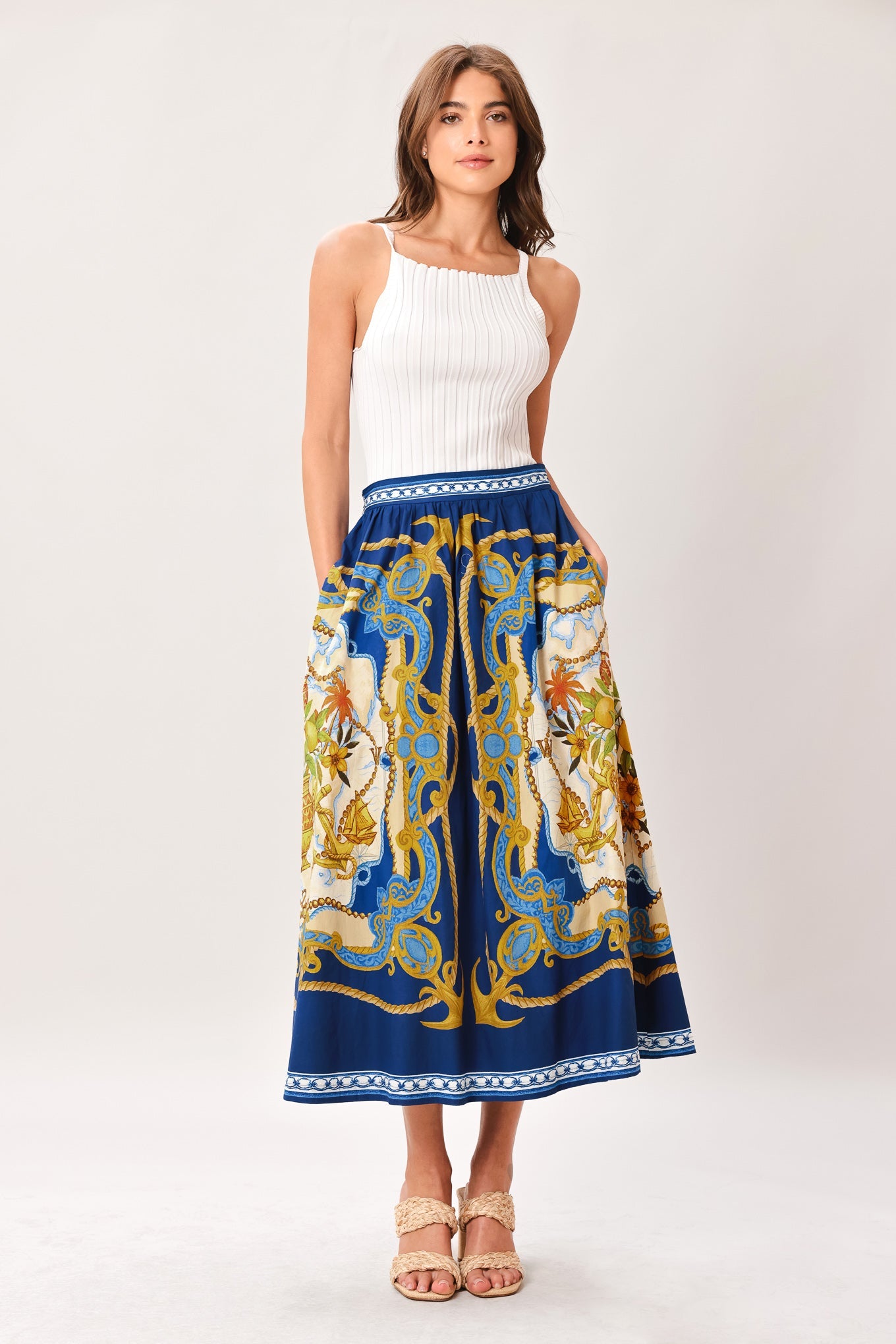 BAROQUE ESCAPE WOVEN MIDI SKIRT - Glamourous Grace