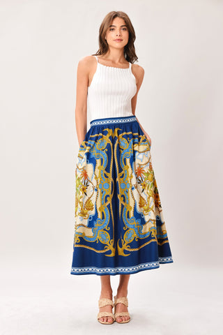 BAROQUE ESCAPE WOVEN MIDI SKIRT - Glamourous Grace