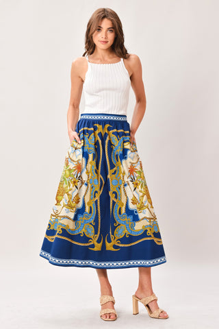 BAROQUE ESCAPE WOVEN MIDI SKIRT - Glamourous Grace