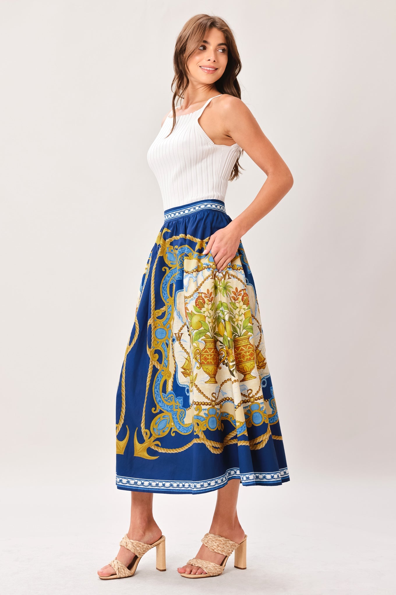 BAROQUE ESCAPE WOVEN MIDI SKIRT - Glamourous Grace