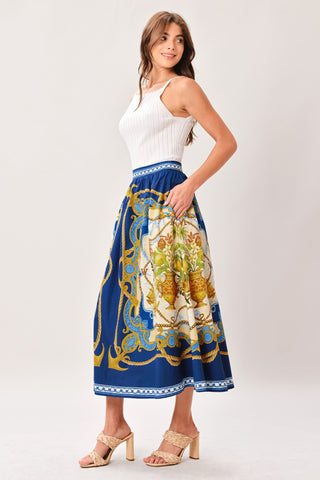 BAROQUE ESCAPE WOVEN MIDI SKIRT - Glamourous Grace