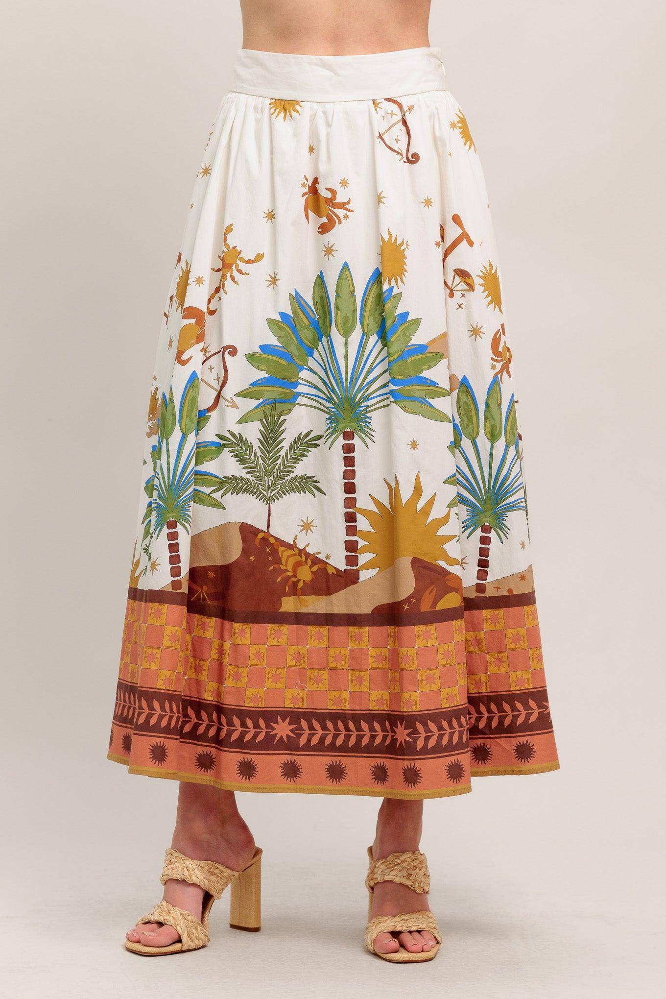 SUNLIT GARDEN WOVEN FULL MIDI SKIRT - Glamourous Grace