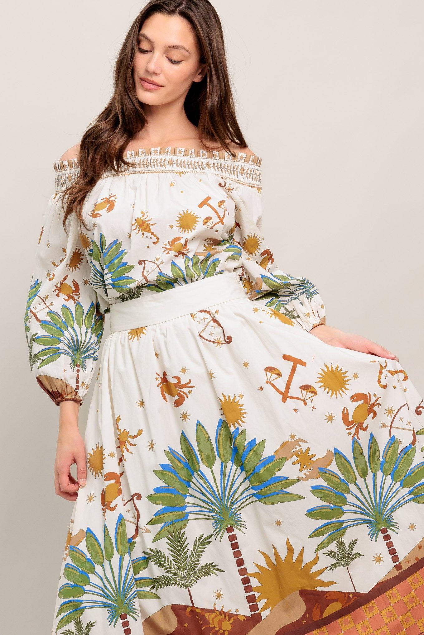 SUNLIT GARDEN WOVEN FULL MIDI SKIRT - Glamourous Grace