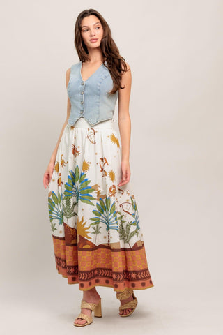 SUNLIT GARDEN WOVEN FULL MIDI SKIRT - Glamourous Grace