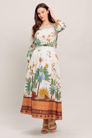 SUNLIT GARDEN WOVEN FULL MIDI SKIRT - Glamourous Grace