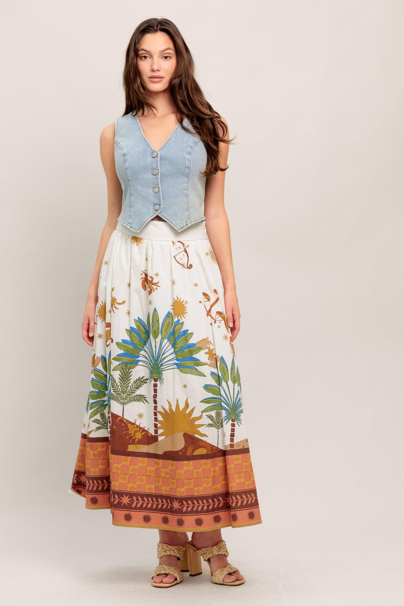 SUNLIT GARDEN WOVEN FULL MIDI SKIRT - Glamourous Grace