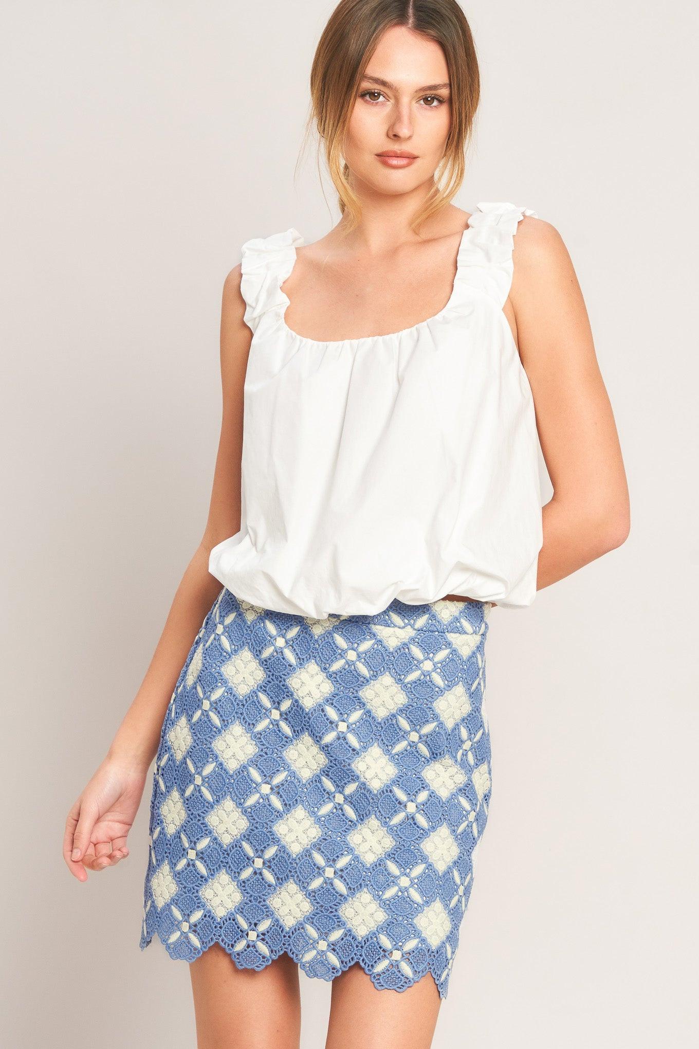 COASTAL WOVEN LACE MINI SKIRT - Glamourous Grace