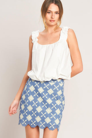 COASTAL WOVEN LACE MINI SKIRT - Glamourous Grace