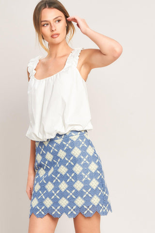 COASTAL WOVEN LACE MINI SKIRT - Glamourous Grace