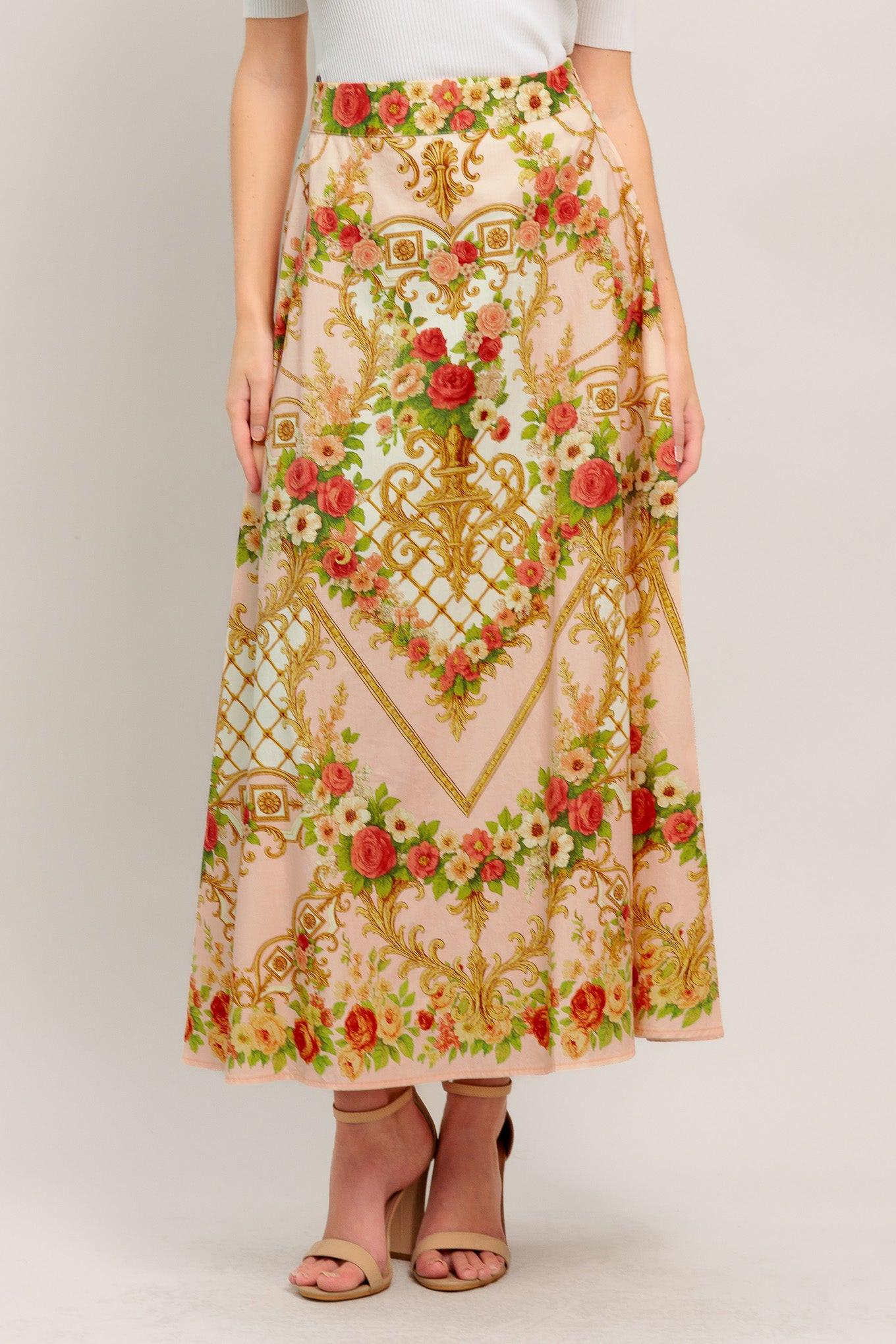 PALACE ROSE STATEMENT WOVEN CIRCLE MIDI SKIRT - Glamourous Grace