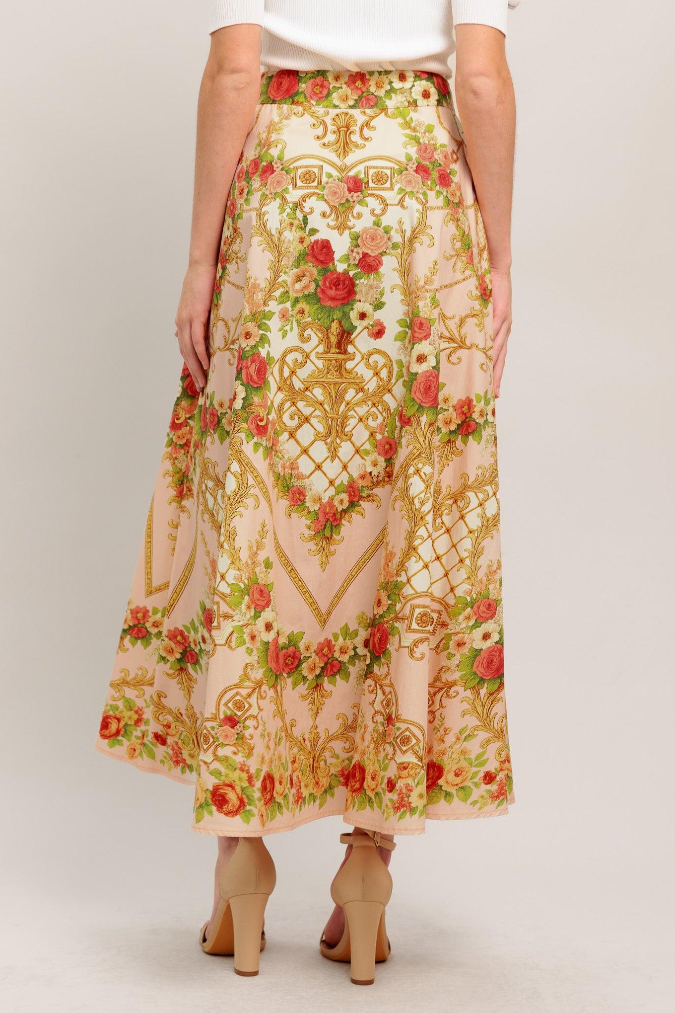 PALACE ROSE STATEMENT WOVEN CIRCLE MIDI SKIRT - Glamourous Grace