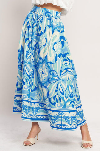 OCEAN WHIRL WOVEN FULL MIDI SKIRT - Glamourous Grace