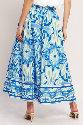 OCEAN WHIRL WOVEN FULL MIDI SKIRT - Glamourous Grace