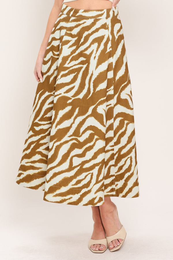 TERRA STRIPE WOVEN MIDI SKIRT - Glamourous Grace