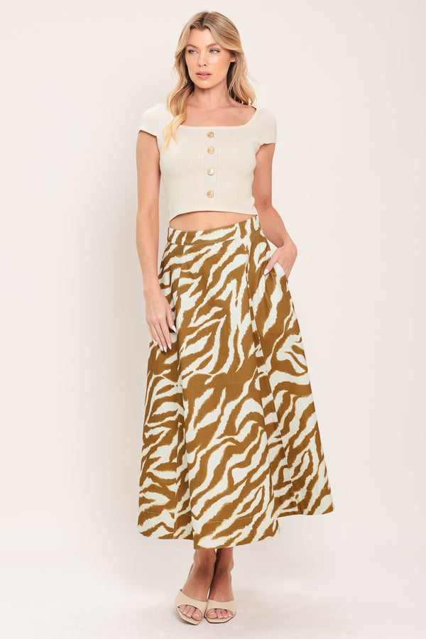 TERRA STRIPE WOVEN MIDI SKIRT - Glamourous Grace