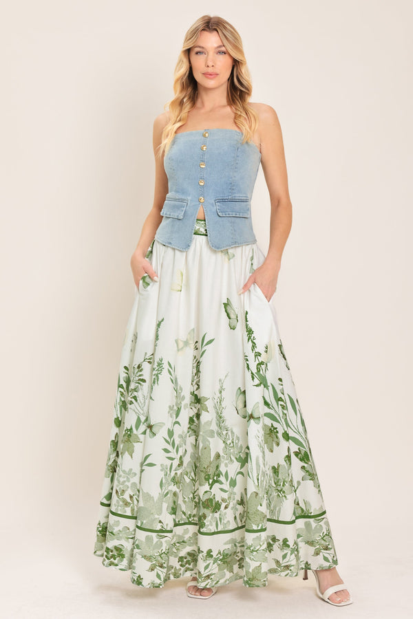 GREENHOUSE ROMANCE WOVEN MAXI SKIRT - Glamourous Grace