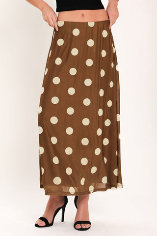 FRENCH GIRL POLKA DOT POWER MESH MIDI SKIRT - Glamourous Grace