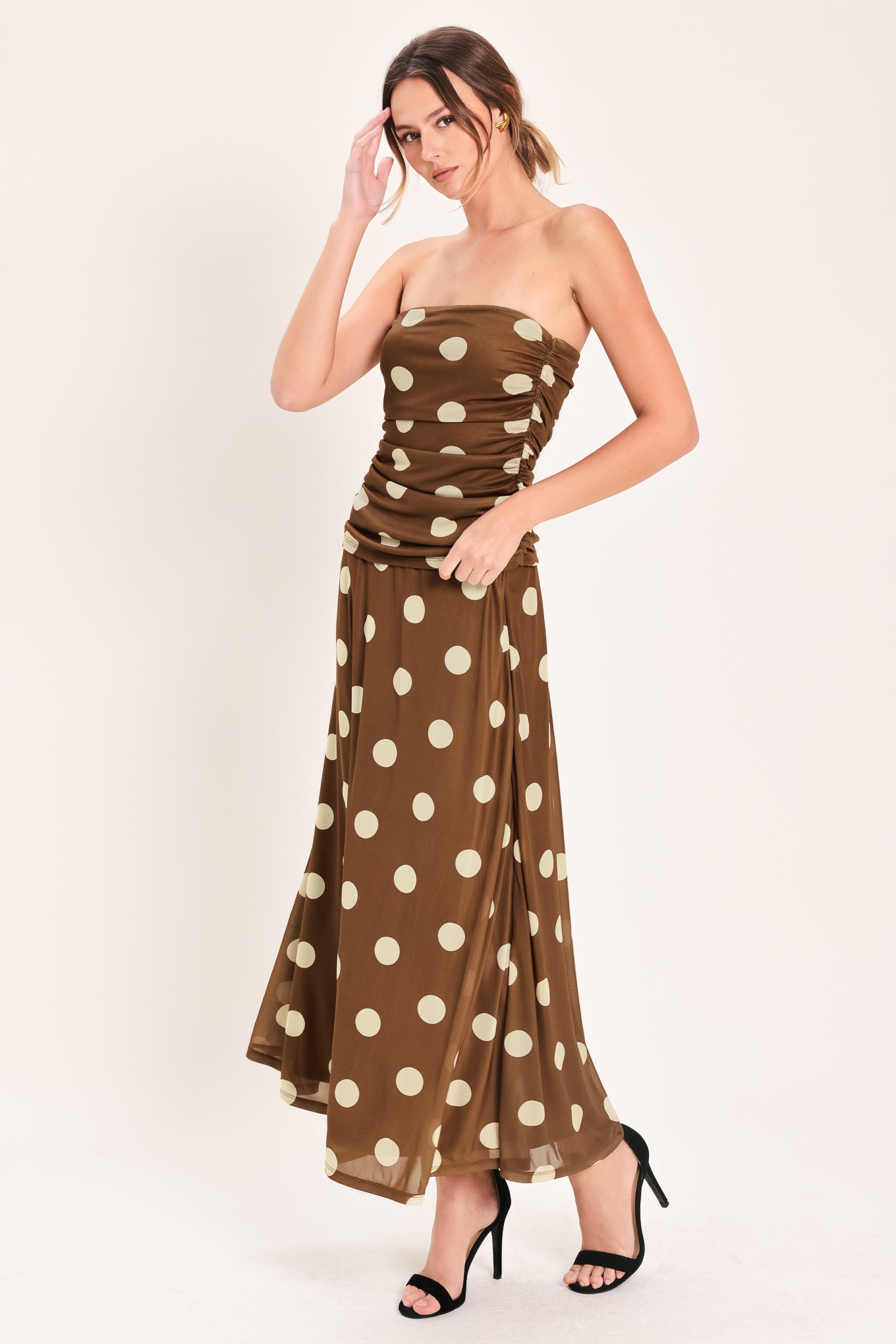 FRENCH GIRL POLKA DOT POWER MESH MIDI SKIRT - Glamourous Grace
