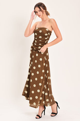 FRENCH GIRL POLKA DOT POWER MESH MIDI SKIRT - Glamourous Grace