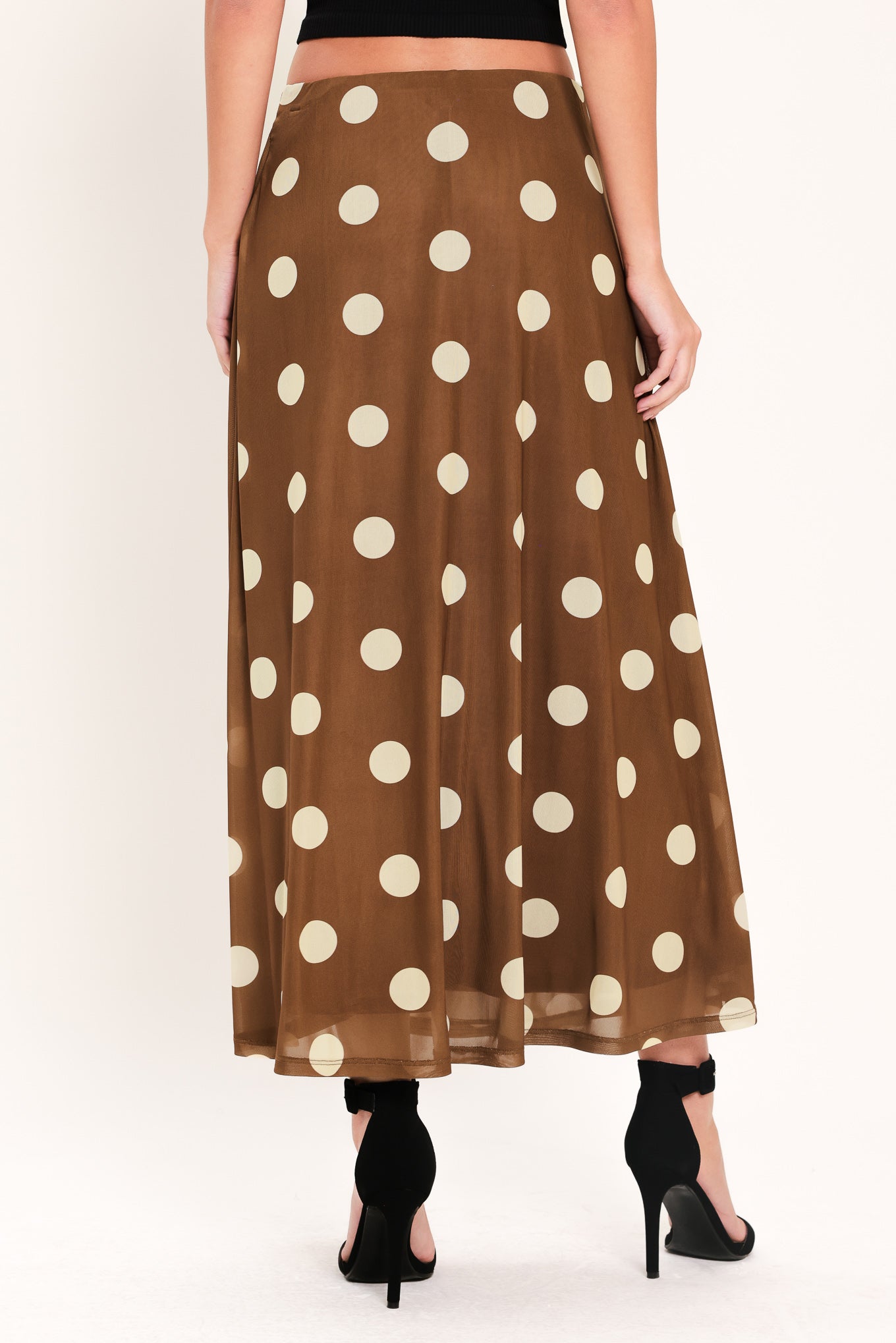 FRENCH GIRL POLKA DOT POWER MESH MIDI SKIRT - Glamourous Grace
