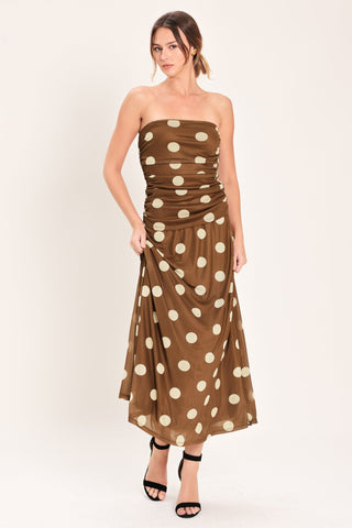 FRENCH GIRL POLKA DOT POWER MESH MIDI SKIRT - Glamourous Grace