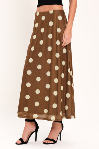 FRENCH GIRL POLKA DOT POWER MESH MIDI SKIRT - Glamourous Grace