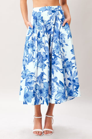 SKY BLOSSOM WOVEN FULL CIRCLE SKIRT - Glamourous Grace